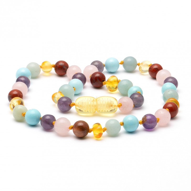 Mixed Baltic Gemstone 32cm Amber Teething Necklace– me2u Gifts
